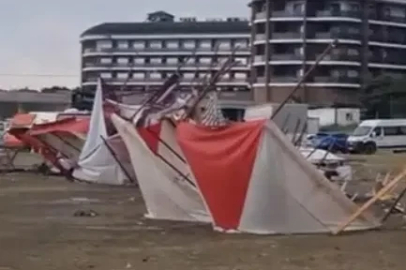 Arsuz’da Gastro Fest alanı fırtınada zarar gördü: Çadırlar uçtu, ekipmanlar hasar aldı