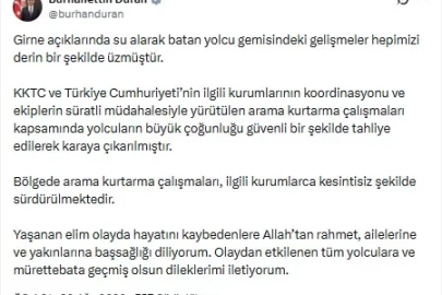 İletişim Başkanı Duran'dan Girne'de batan gemiye ilişkin açıklama