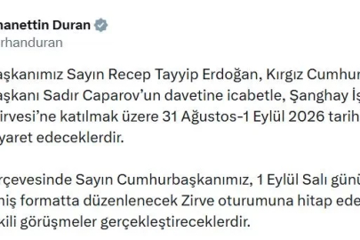 Cumhurbaşkanı Erdoğan, yarın Kırgızistan'a gidecek