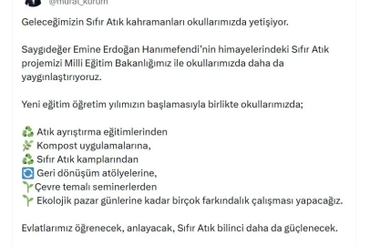 Bakan Kurum: Sıfır Atık Projemizi okullarımızda daha da yaygınlaştırıyoruz