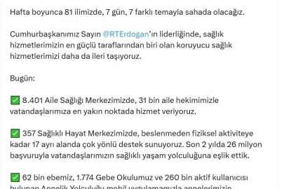 Bakan Memişoğlu: 14,1 milyon vatandaşımızda hastalıkları erken aşamada tespit ettik