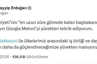 Cumhurbaşkanı Erdoğan’dan, İtalya Başbakanı Meloni’ye tebrik mesajı