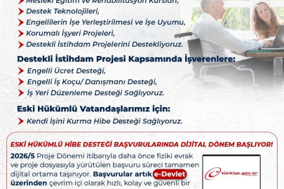Engelli ve eski hükümlülere hibe desteği 5'inci dönem başvuruları başladı