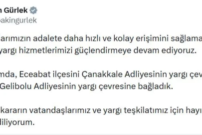 Eceabat ilçesi, Gelibolu Adliyesi yargı çevresine bağlandı
