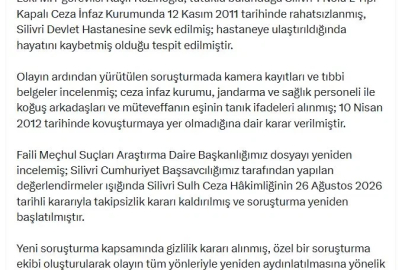 Bakan Gürlek'ten eski MİT görevlisi Kozinoğlu'nun ölümüne ilişkin soruşturmayla ilgili açıklama