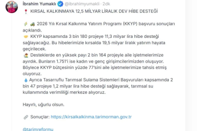 Kırsal kalkınmaya 12,5 milyar liralık hibe desteği