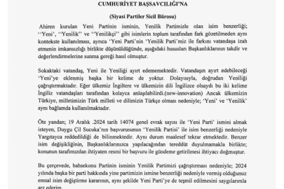 Yenilik Partisi, ‘Yeni Parti’nin isminin değiştirilmesi için Yargıtay’a başvurdu