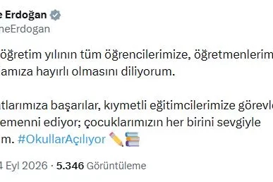 Emine Erdoğan'dan yeni eğitim öğretim yılı mesajı