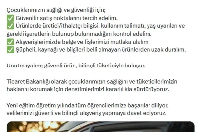 Ticaret Bakanlığı'ndan 'güvenli okul alışverişi' uyarısı