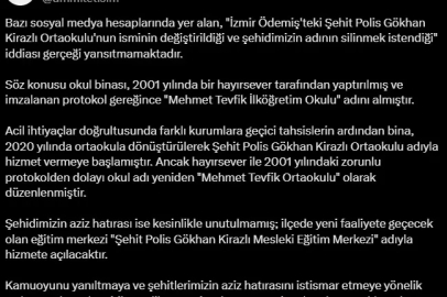 DMM'den İzmir'de ismi değiştirilen okula ilişkin açıklama