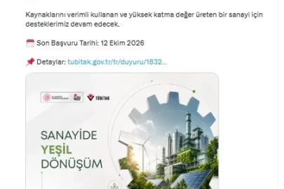 'TÜBİTAK Sanayide Yeşil Dönüşüm 2026 Yılı 2'nci Çağrısı'nın başvuruları açıldı