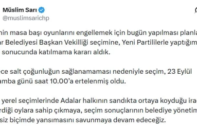 CHP Sözcüsü Sarı: Adalar Belediyesi Başkan Vekilliği seçimine katılmama kararı aldık