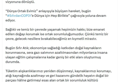 İletişim Başkanı Duran'dan 'Sıfır Atık' paylaşımı