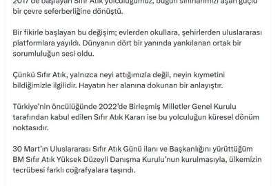 Emine Erdoğan'dan 'Sıfır Atık' paylaşımı
