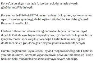 İletişim Başkanı Duran: Konya’dan yükselen selamın Filistin’in dört bir yanına ulaşmasını diliyorum