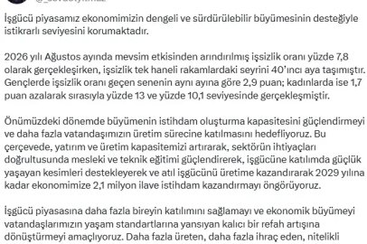 Cumhurbaşkanı Yardımcısı Yılmaz: İş gücü piyasamız istikrarlı seviyesini korumaktadır