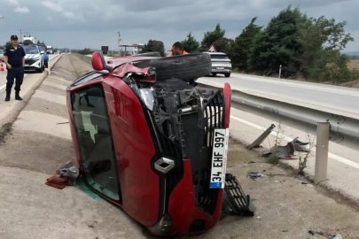 Bursa'da otomobil yol kenarındaki kanala düştü : 1 yaralı