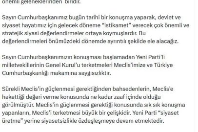 AK Parti'li Çelik: Yeni Partililerin Genel Kurul’u terk etmeleri Meclis’imize saygısızlıktır