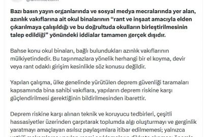 DMM'den azınlık vakıflarına ait okul binaları ile ilgili iddialara açıklama