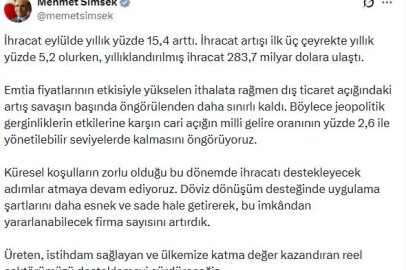 Bakan Şimşek: Dış ticaret açığındaki artış savaşın başında öngörülenden daha sınırlı kaldı