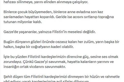Emine Erdoğan: Gazze'de 3 yıldır bir halkın kökleri sökülmeye çalışılıyor