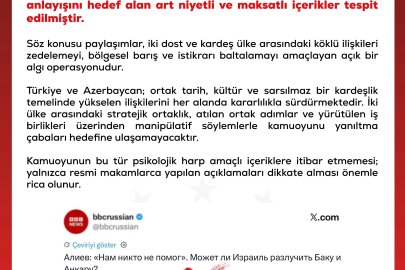 DMM’den Türkiye-Azerbaycan ilişkilerini hedef alan içeriklere ilişkin açıklama