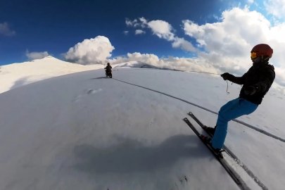 Ergan Dağı zirvesinde kayak keyfi