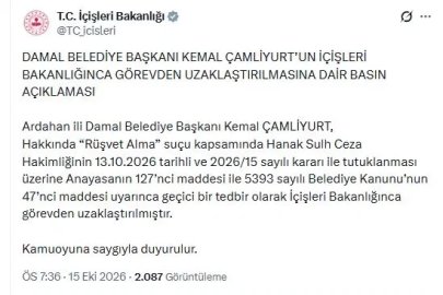 Damal Belediye Başkanı Çamliyurt, görevden uzaklaştırıldı