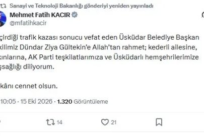 Bakan Kacır'dan Üsküdar Belediye Başkan Vekili Dündar Ziya Gültekin için taziye mesajı