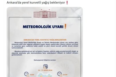 Ankara Valiliği'nden 'kuvvetli yağış' uyarısı