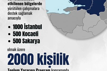 Selden etkilenen illere 2 bin kişilik 'Toplum Yararına Program' kontenjanı tahsis edildi