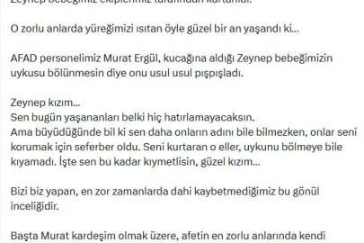 Bakan Çiftçi'den Sakarya'da kurtarılan Zeynep bebeğe ilişkin paylaşım