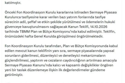Fon Kurulu'ndan 6'ıncı toplantı: Tasfiye sürecinde olan fonların sayısı 131'den 65'e düştü