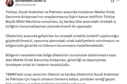 İletişim Başkanı Duran: Mekke Anlaşması'nın TBMM'ye sunulması önemli bir aşamadır