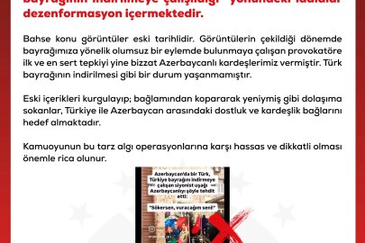 DMM: Azerbaycan’da Türk bayrağının indirilmeye çalışıldığı iddiaları asılsızdır