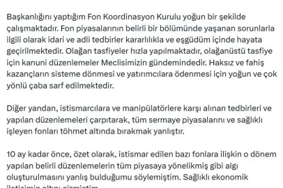 Cumhurbaşkanı Yardımcısı Yılmaz: Olağan tasfiyeler hızla yapılmaktadır