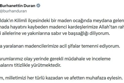 İletişim Başkanı Duran'dan, yaşamını yitiren madenciler için başsağlığı mesajı