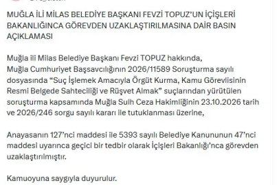 Milas Belediye Başkanı Topuz, görevden uzaklaştırıldı