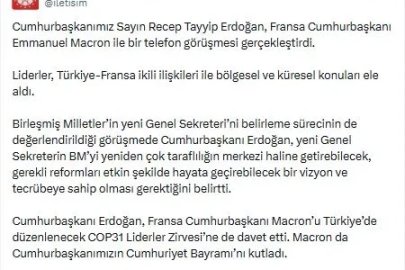Cumhurbaşkanı Erdoğan, Fransa Cumhurbaşkanı Macron ile görüştü