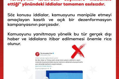 DMM: Türkiye'nin İsrail'deki seçimlere müdahale ettiği iddiaları asılsızdır