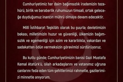 MİT Başkanı Kalın'dan Cumhuriyet Bayramı mesajı